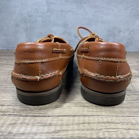 BASS MEN'S 2-EYE BOAT SHOES SIZE: 9.5~COLOR: TAN - Picture 4 of 8